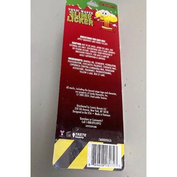 Toxic Waste Slime Licker Strawberry Humongous Flavored Lip Balm 0.67 Oz NEW - Picture 7 of 8